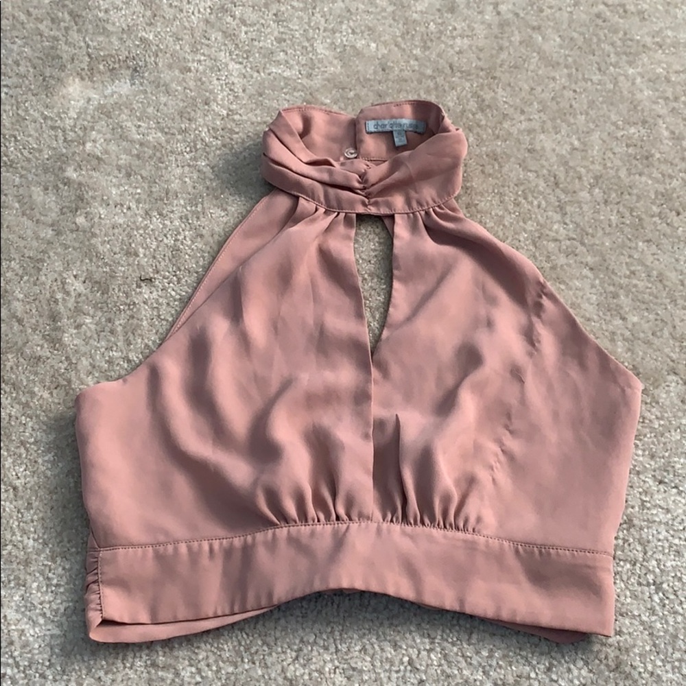Charlotte Russe Pink Crop Trop Blouse